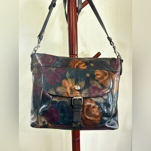 PATRICIA NASH TUSCANIA LEATHER PERUVIAN PAINTING SHOULDER PURSE